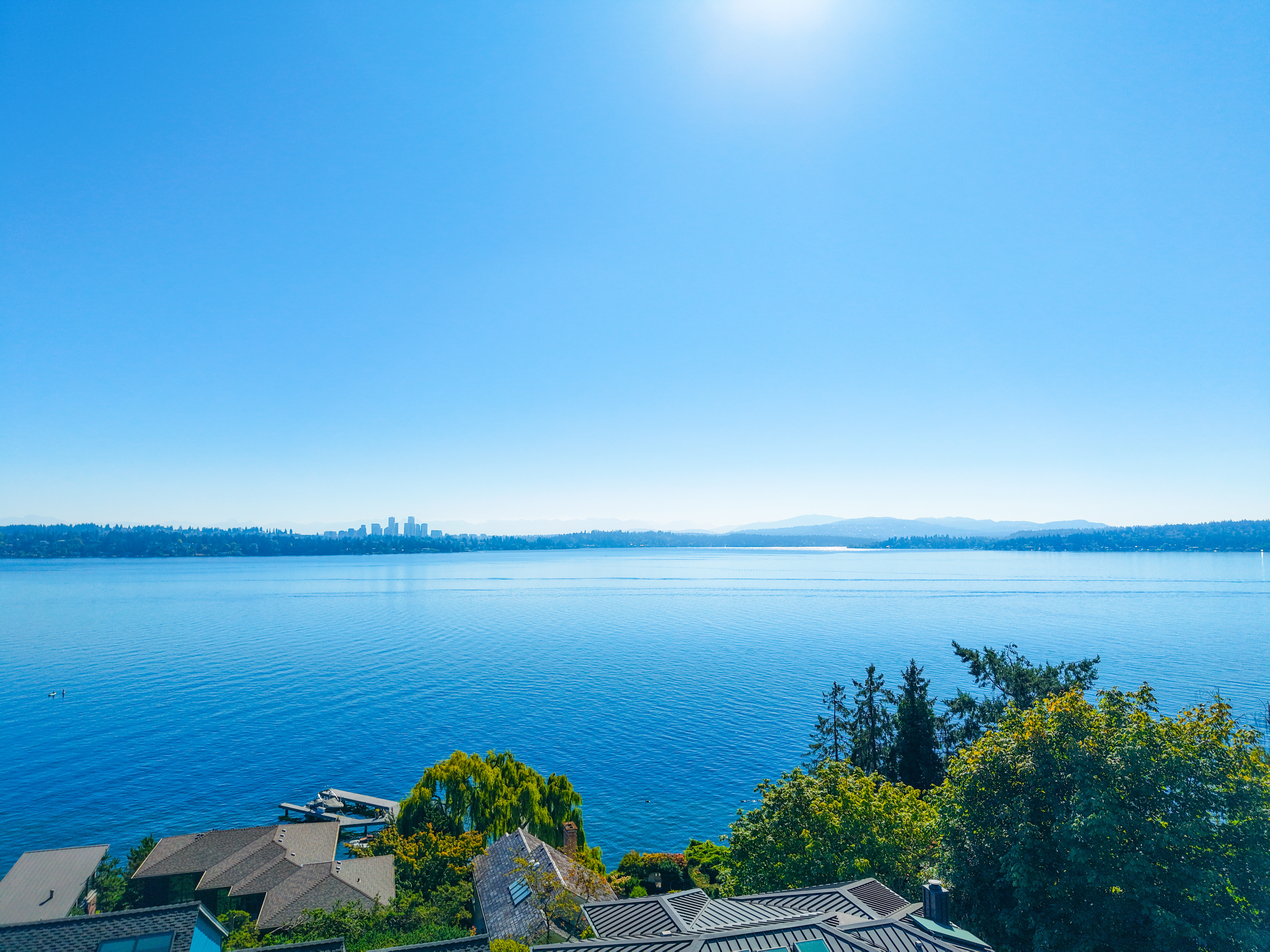 Drone real estate photo of a Seattle waterfront property